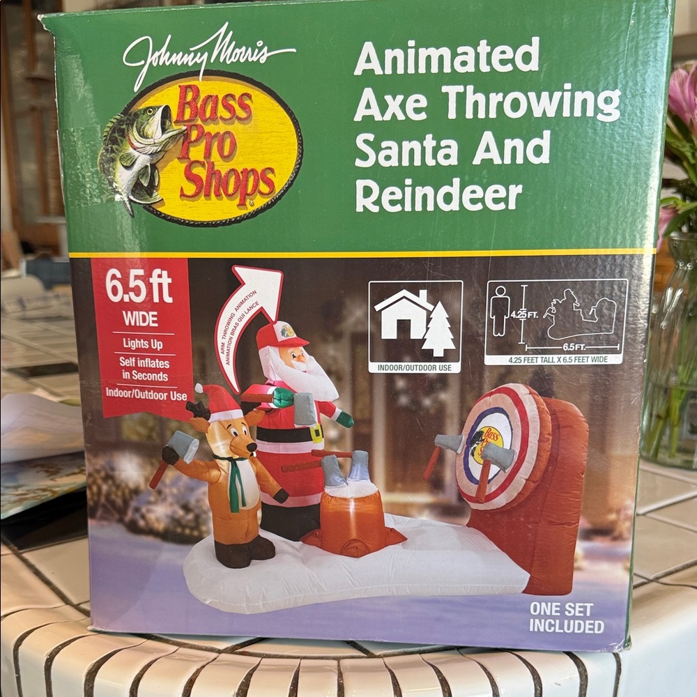 Bass Pro Shops Animated Santa and Reindeer Inflatable